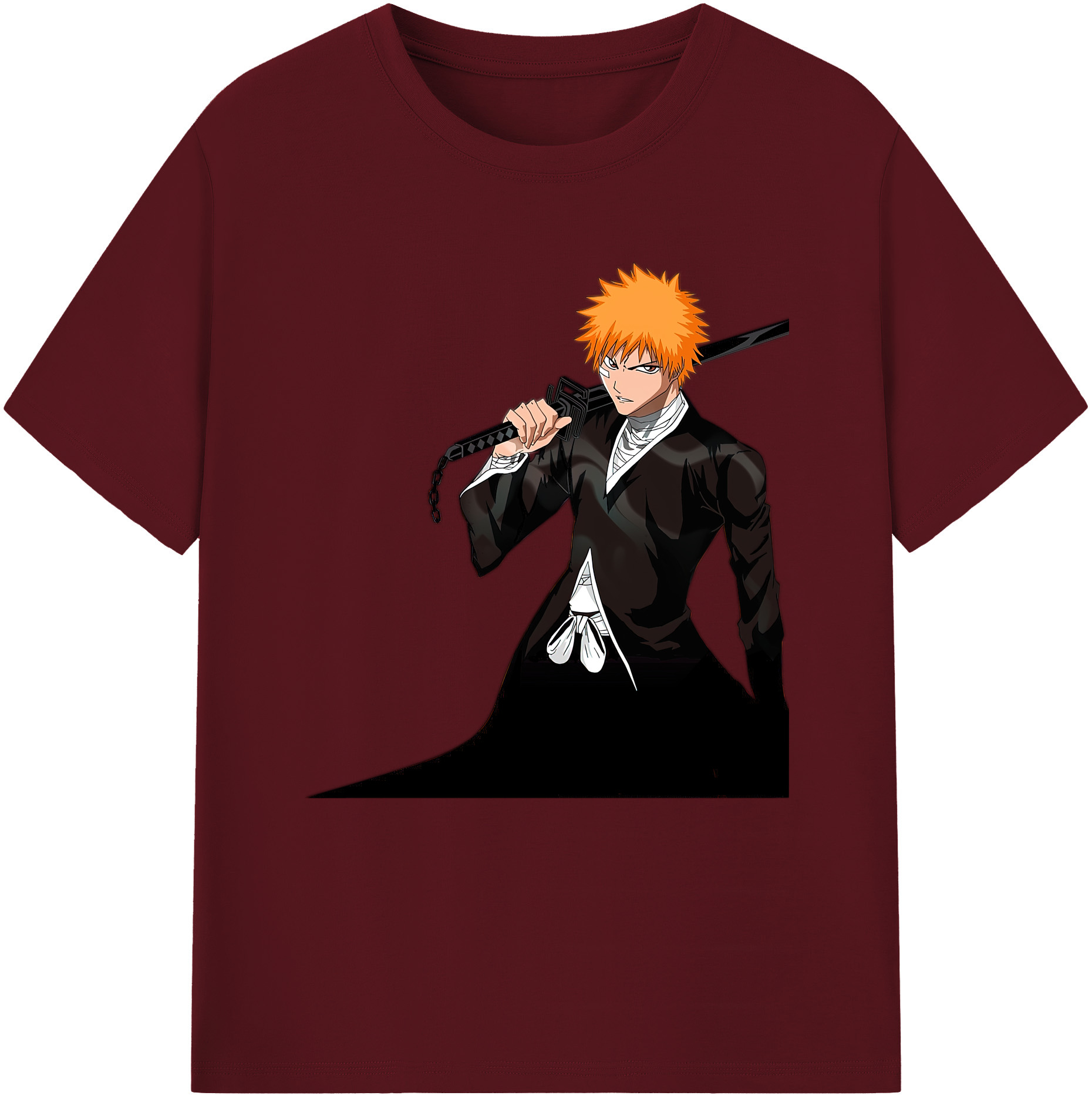 （画像用） ブリーチ 黒崎一護（くろさき いちご）BLEACH Kurosaki Ichigo 綿100％半袖Tシャツ（フロントプリント）